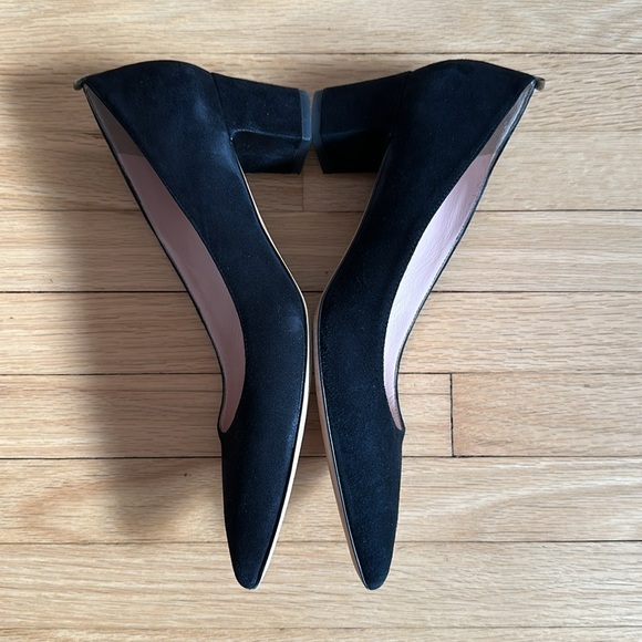 SJP Sarah Jessica Parker black leather block heels 37.5 - Picture 5 of 8